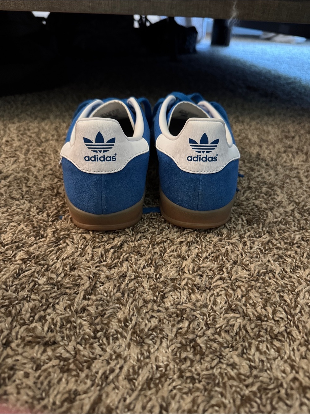 adidas low top Blue Suede Sneakers with White Stripes - Picture 4 of 5
